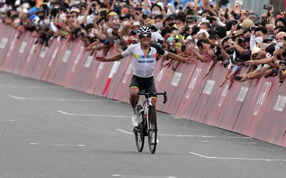 Ecuador’s Richard Carapaz wins gold in the men’s road race (PA)