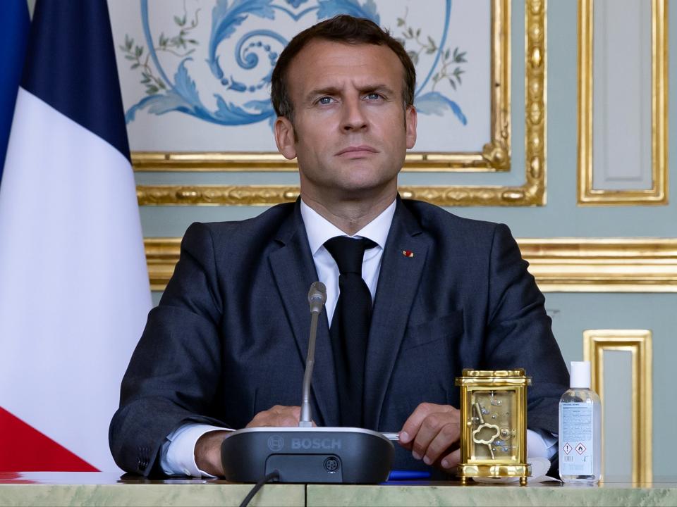 Emmanuel Macron addresses the US summit from the Elysee Palace in Paris (Reuters)