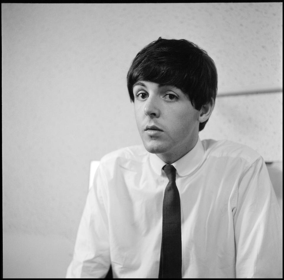 Paul McCartney photographed backstage at TV's "Thank Your Lucky Stars" in 1963, from the paperback edition of "The Lyrics."