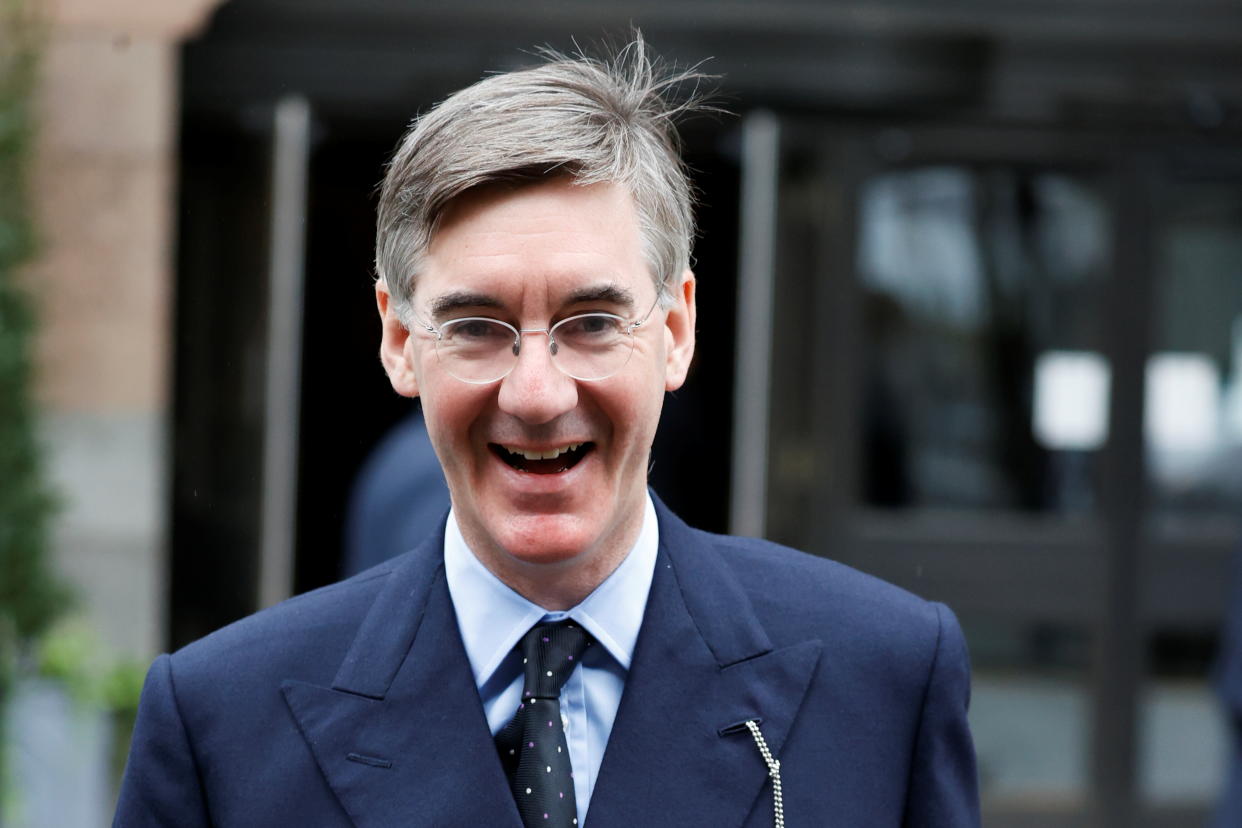 Britain's Leader of the House of Commons Jacob Rees-Mogg leaves a hotel to take part in the annual Conservative Party conference, in Manchester, Britain, October 5, 2021. REUTERS/Phil Noble