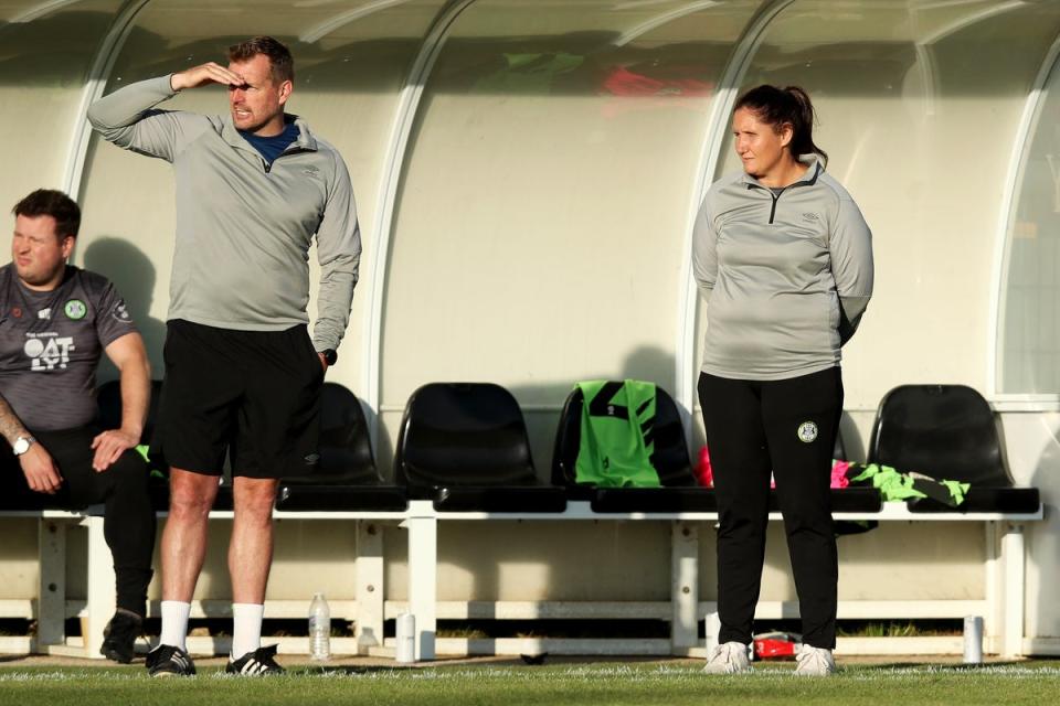 Hannah Dingley became the first female manager when she took over as an interim head coach at Forest Green (Getty)