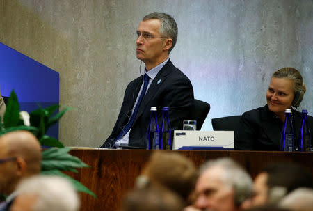 NATO Secretary General Jens Stoltenberg listens to remarks at the morning ministerial plenary for the Global Coalition working to Defeat ISIS at the State Department in Washington, U.S., March 22, 2017. REUTERS/Joshua Roberts