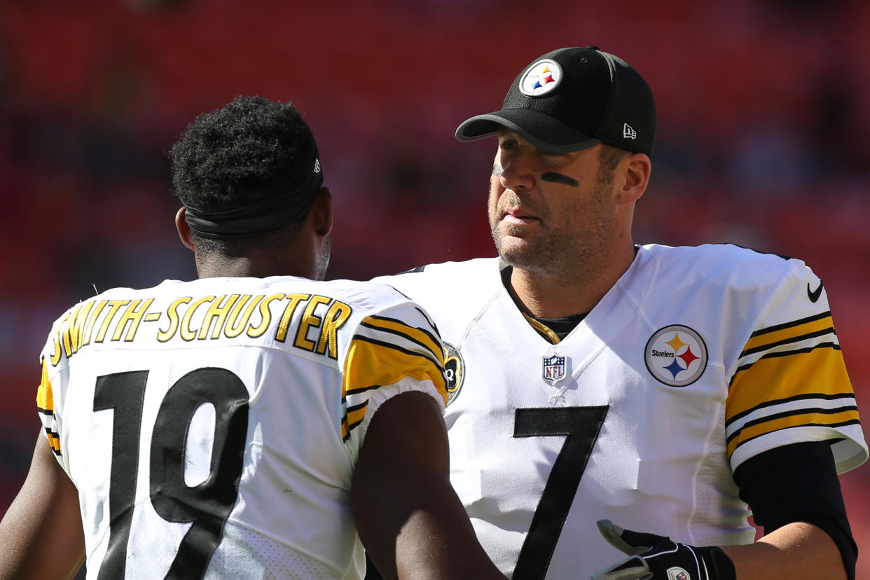 Pittsburgh Steelers quarterback Ben Roethlisberger (7) and wide receiver JuJu Smith-Schuster (19) were a potent fantasy duo for a time