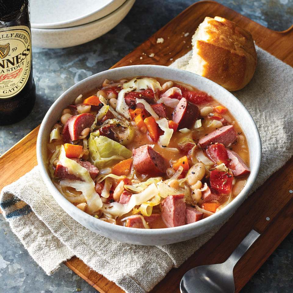 Slow-Cooker Irish Sausage, Bean & Cabbage Stew