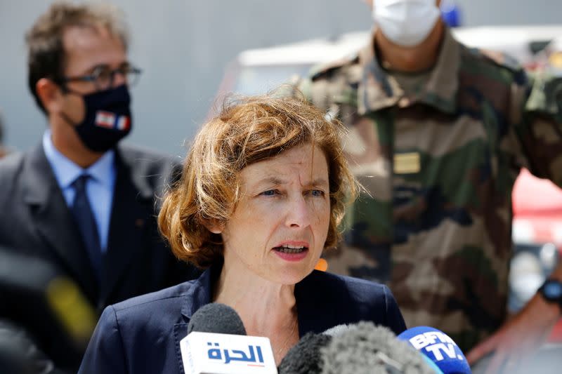 French Defence Minister Parly visits blast site in Beirut