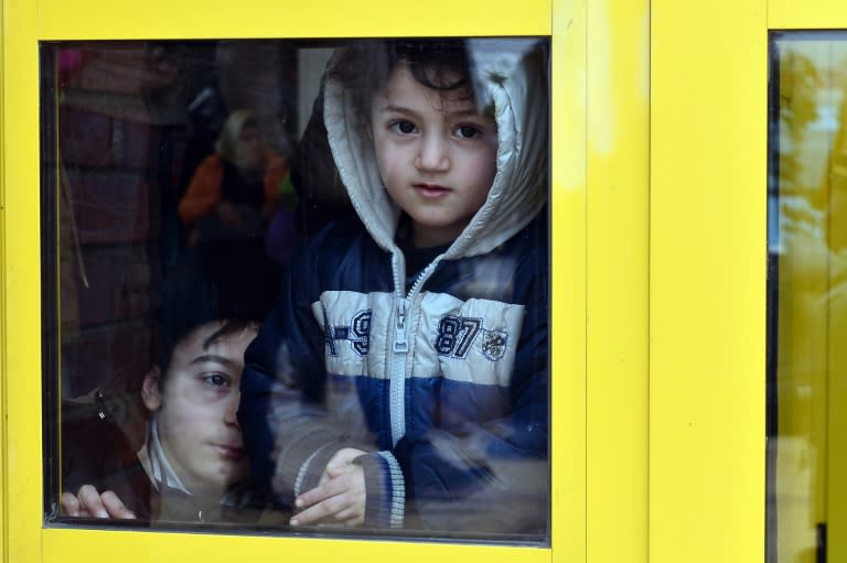Migrant children at the Greek port of Piraeus on February 10, 2016