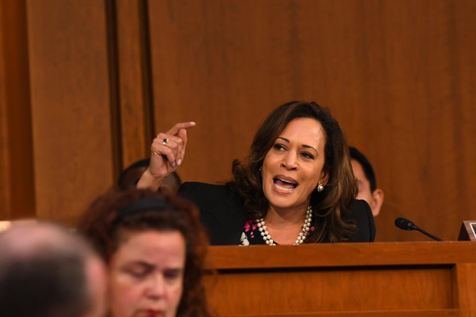 Sen. Kamala Harris speaks during the hearing for Supreme Court Associate Justice nominee Brett Kavanaugh on Sept. 4, 2018 in Washington. 