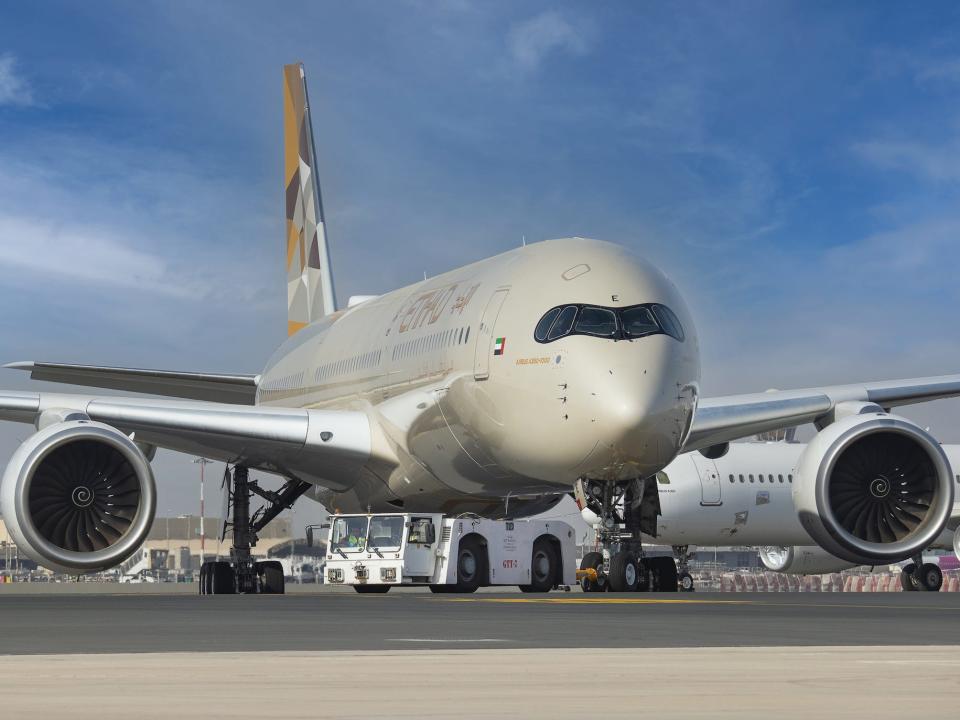 Etihad's first-ever Airbus A350-1000 aircraft, nicknamed Sustainability50.