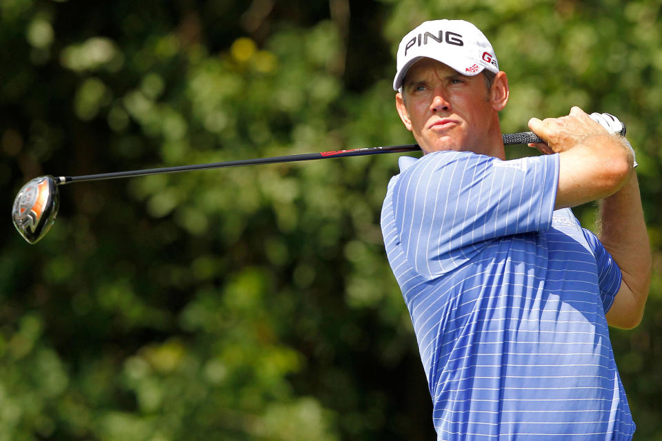 PALM BEACH GARDENS, FL - MARCH 03: Lee Westwood of England hits his tee shot on the third hole during the third round of the Honda Classic at PGA National on March 3, 2012 in Palm Beach Gardens, Florida. (Photo by Mike Ehrmann/Getty Images)