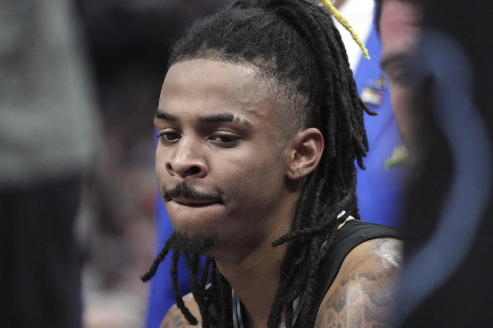 Memphis Grizzlies guard Ja Morant during an NBA game on Feb. 28, 2023, in Memphis, Tennessee. (AP Photo/Karen Pulfer Focht)