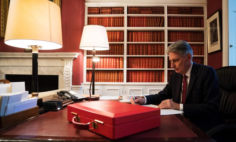 Philip Hammond putting the finishing touches to his speech ahead of the budget on Wednesday
