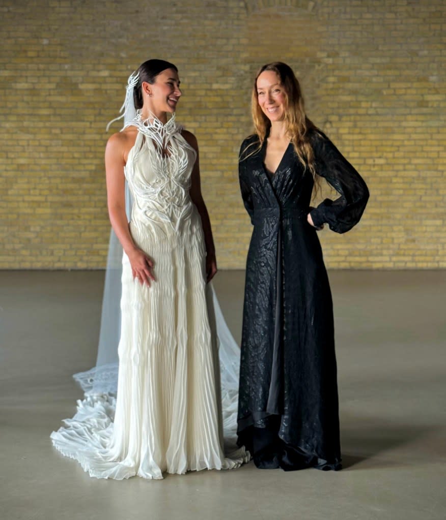 Mariana Pavani, left, enlisted Iris van Herpen to design her dream wedding dress for her May nuptials. Marit de Hoog / Iris van Herpen