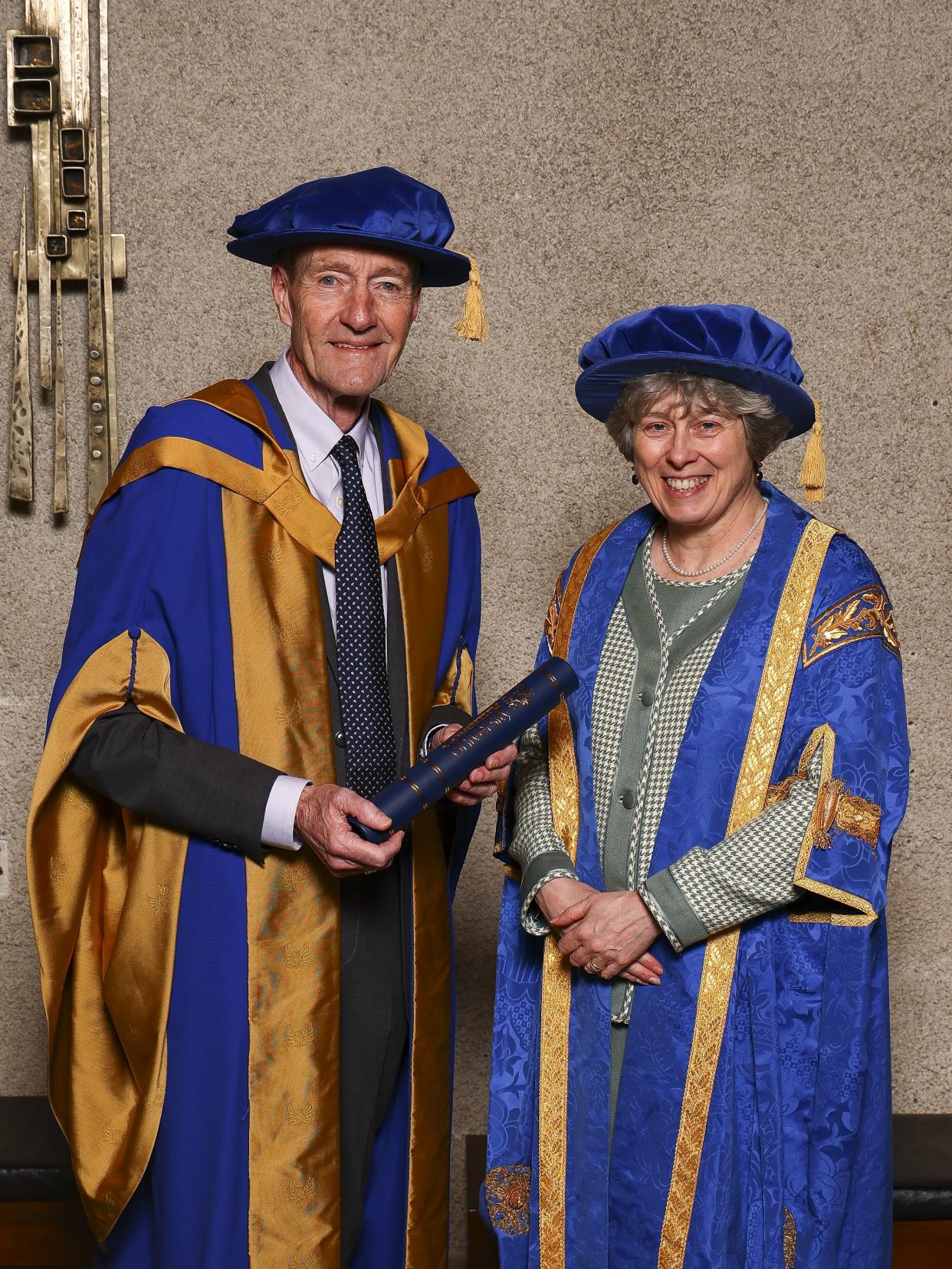 Lee Child with Judith Mossman, pro-vice-chancellor of the Faculty of Arts and Humanities at Coventry University (Ede & Ravenscroft/PA)