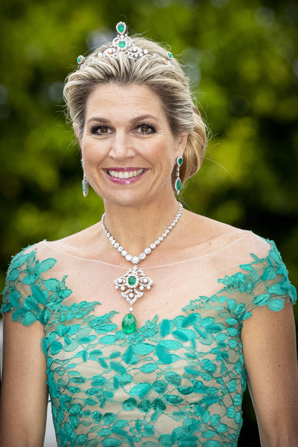 DUBLIN, IRELAND - JUNE 12:  Queen Maxima of The Netherlands during an official state banquet offered by President Michael Higgins of Ireland and his wife Sabrina Higgins at the Presidential Palace during day one of a three-day State visit to Ireland by the Dutch royals on June 12, 2019 in Dublin, Ireland. (Photo by Patrick van Katwijk/Getty Images)