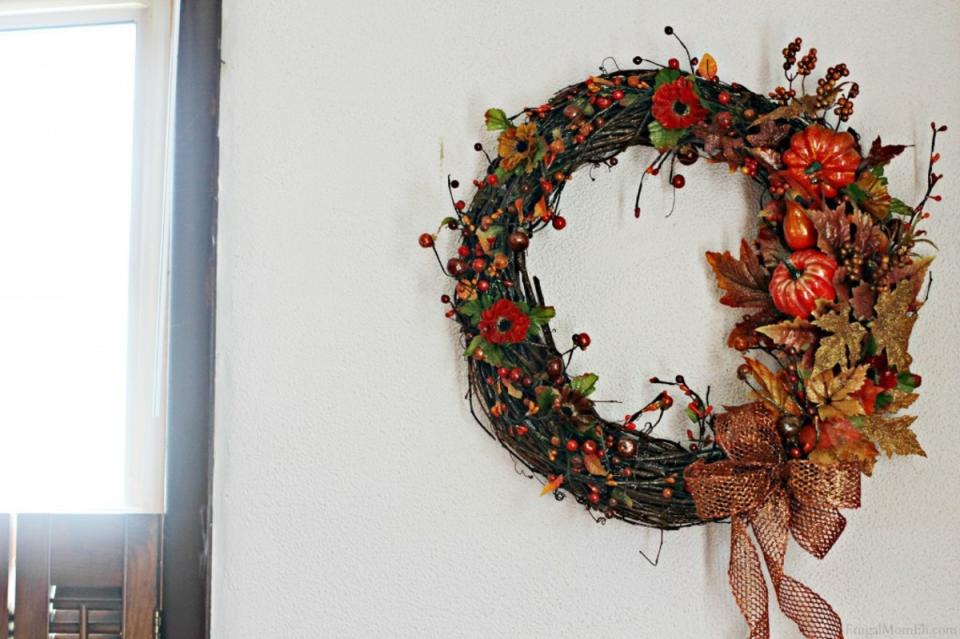 <p>Frugal Mom Eh</p><p>You can find this pretty fall wreath project at <a href="http://www.frugalmomeh.com/2013/09/make-thanksgiving-wreath.html" rel="nofollow noopener" target="_blank" data-ylk="slk:Frugal Mom Eh;elm:context_link;itc:0;sec:content-canvas" class="link ">Frugal Mom Eh</a>.</p><p><strong>Related: <a href="https://www.yahoo.com/lifestyle/42-boozy-thanksgiving-cocktails-kick-210454244.html" data-ylk="slk:Thanksgiving Cocktails;elm:context_link;itc:0;sec:content-canvas;outcm:mb_qualified_link;_E:mb_qualified_link;ct:story;" class="link  yahoo-link">Thanksgiving Cocktails</a></strong></p>