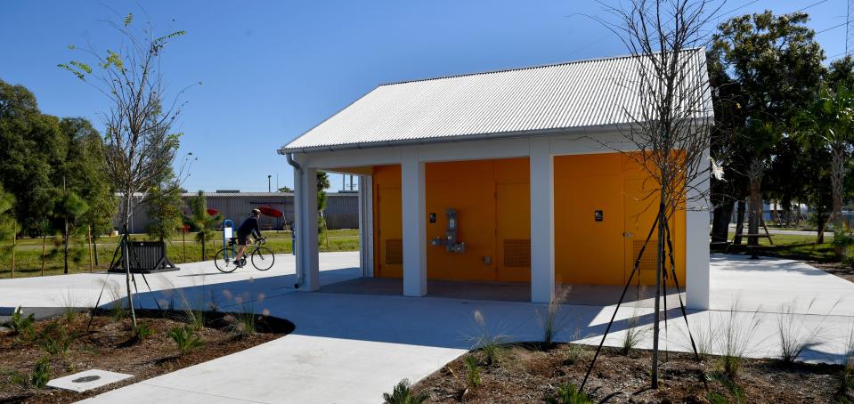 The new trailhead includes brand new restrooms.