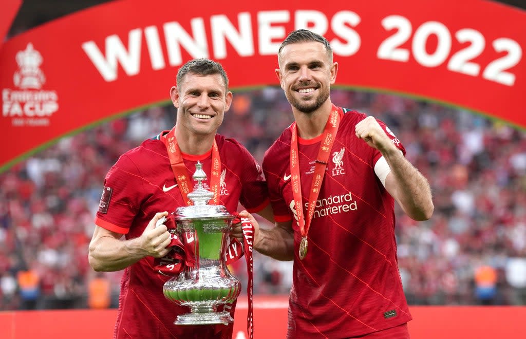 James Milner, left, helped Liverpool win the FA Cup (Nick Potts/PA) (PA Wire)