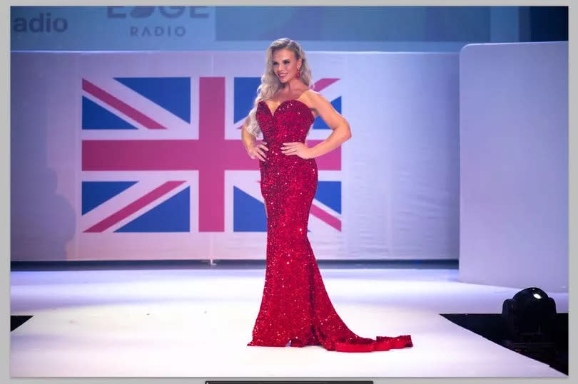 Veronika on the Miss GB stage