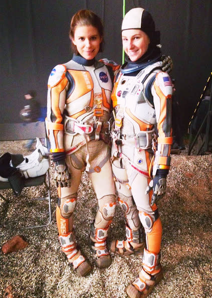 <p>If you’ve seen <i>The Martian</i>, you know why Mara needed a strong stand-in (pictured here with stunt woman Casey Michaels). Here comes the tidal wave!</p><p><i>(Photo: Instagram)</i></p>