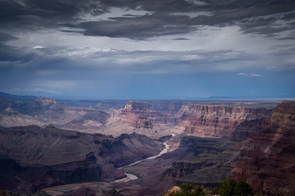 The Colorado River from Desert View at Grand Canyon National Park on Aug. 18, 2022. Declining water levels in Lake Powell threaten the river’s flow through this prized natural wonder.