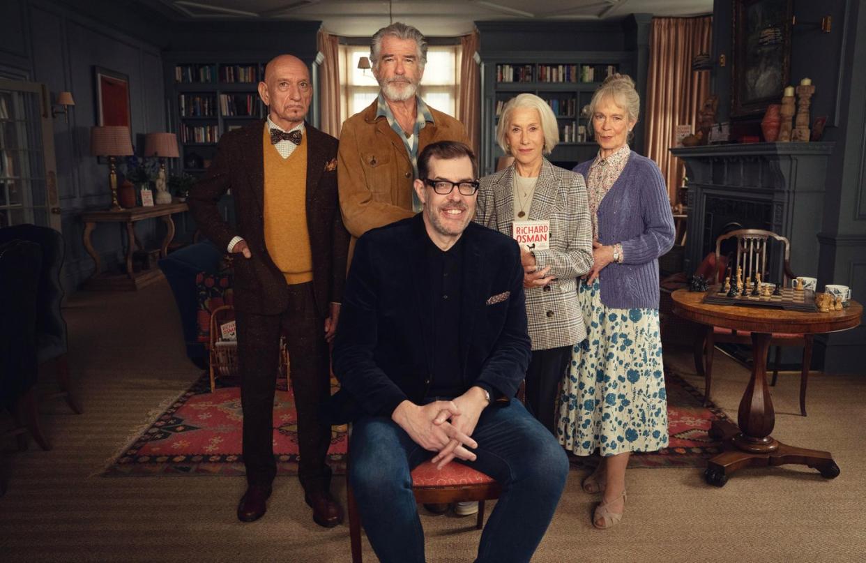 richard osman, helen mirren, pierce brosnan, sir ben kingsley and celia imrie, the thursday murder club