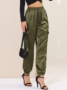 amazon-allegra-k-silky-cargo-pants-green