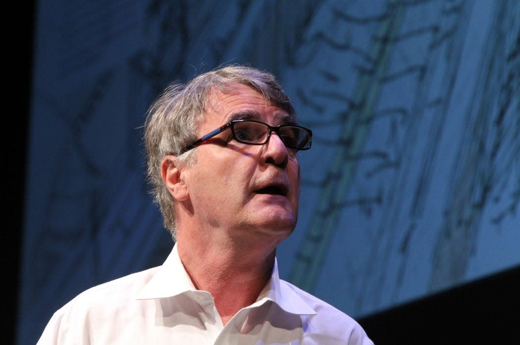 David Macaulay speaks at the BIF10 talks at Trinity Rep Theatre in 2014. [The Providence Journal/Sandor Bodo]