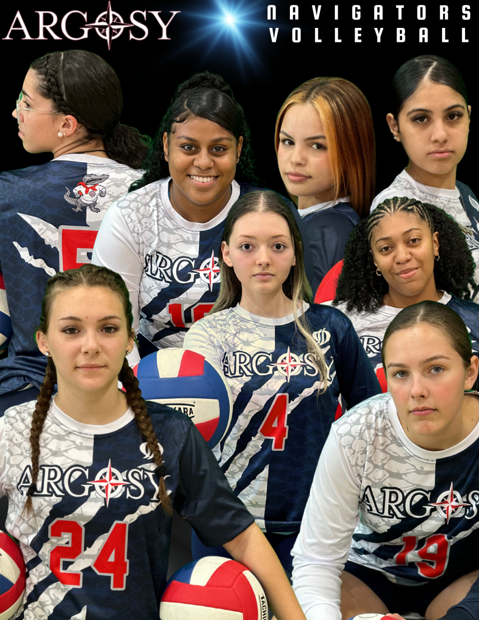 A poster of the Argosy girls volleyball team.