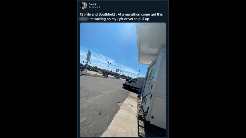 Derick Lancaster posted to Twitter that he’d abandoned his Amazon delivery van at a gas station in Michigan.