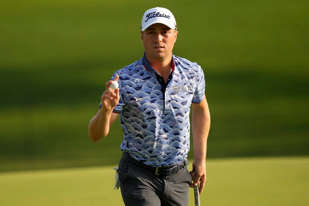 Justin Thomas set the early clubhouse target on day two of the US PGA Championship (Eric Gay/AP) (AP)