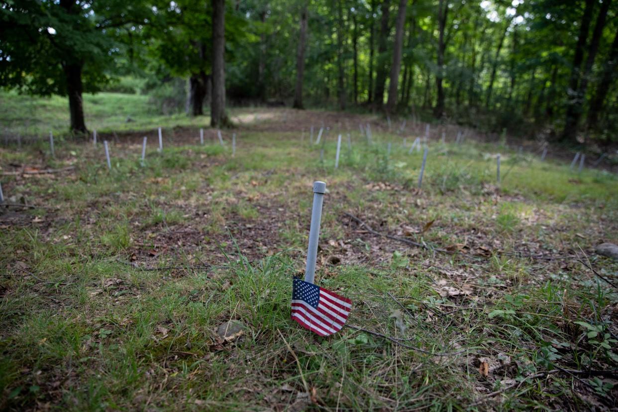 Pipes denote the location of remains in Montgomery's  African-American Cemetery, where at least 171 enslaved and formerly enslaved people were buried from the 1750s through the 19th century.