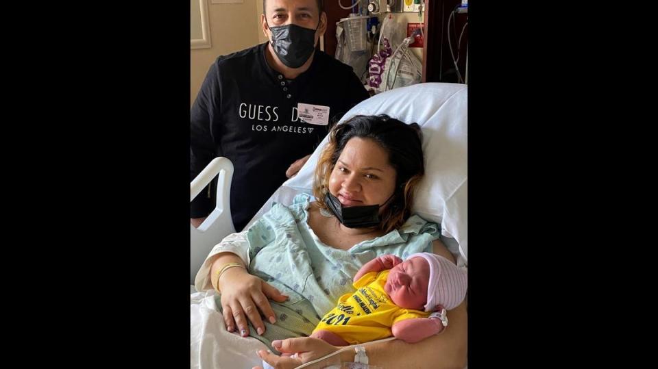 Estrella Orellana and Elvis Muñoz welcomed their son, Liam Muñoz, at 7:20 a.m. on Jan. 1, 2021. Liam is the first baby of the new year born at Salah Foundation Children’s Hospital at Broward Health Medical Center.