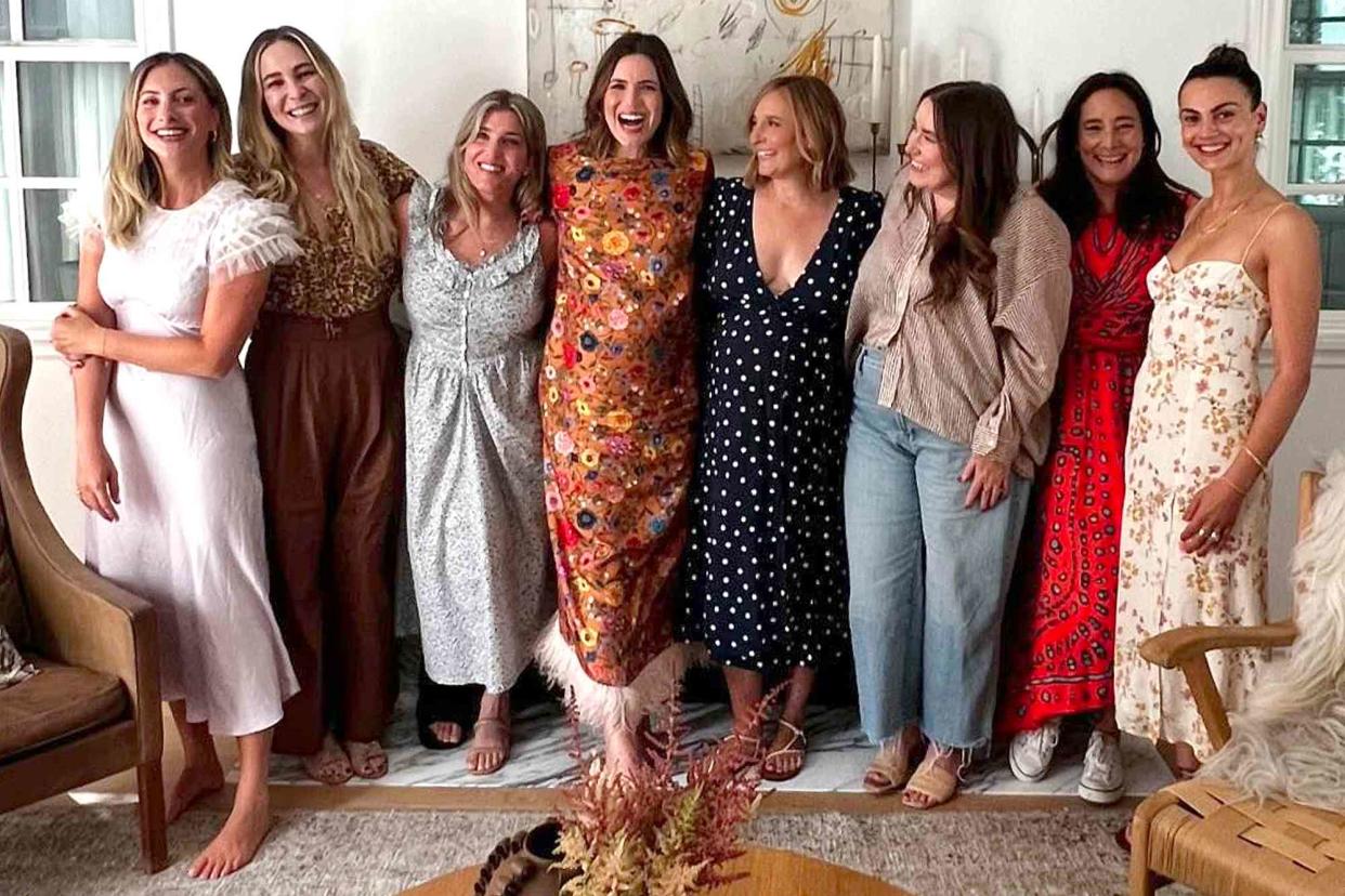 <p>Mandy Moore/Instagram</p> Mandy Moore (fourth from left) and friends. 