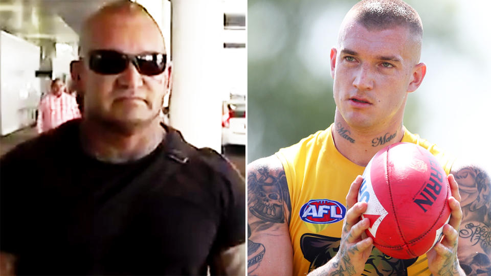 Dustin Martin's father Shane, pictured here leaving Sydney airport on Monday.