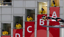 <p>Judges watch as a jumper competes during the men’s normal hill individual ski jumping competition at the 2018 Winter Olympics in Pyeongchang, South Korea, Saturday, Feb. 10, 2018. (AP Photo/Matthias Schrader) </p>