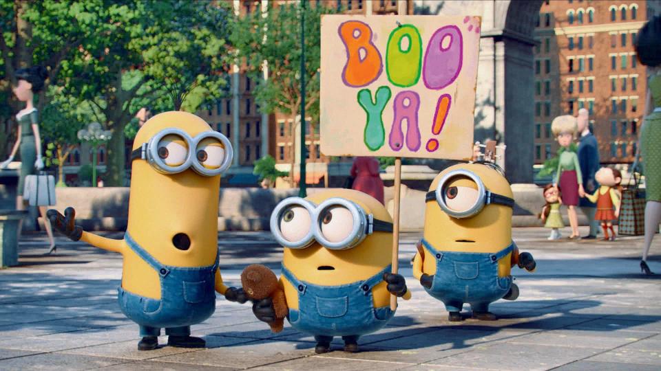 Kevin, Bob and Stuart in the film Minions