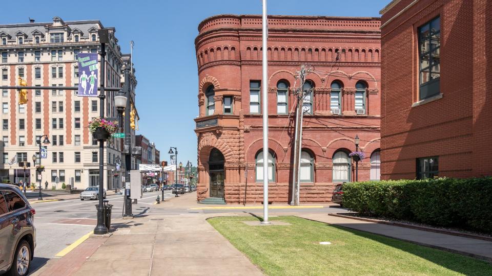 CLARKSBURG, WV - 15 JUNE 2018: Community Bank historic building in Clarksburg, West Virginia - Image.