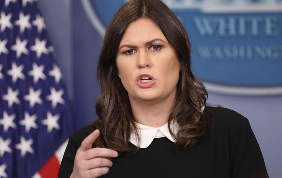 The video was mocking White House press secretary Sarah Huckabee Sanders, pictured here earlier this month. Source: Getty