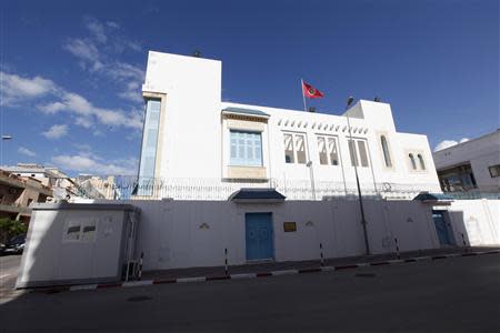 An exterior view of the Tunisian embassy is seen in Tripoli April 17, 2014. REUTERS/Ismail Zitouny