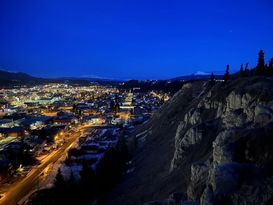 Overlooking downtown Whitehorse, March 2024.