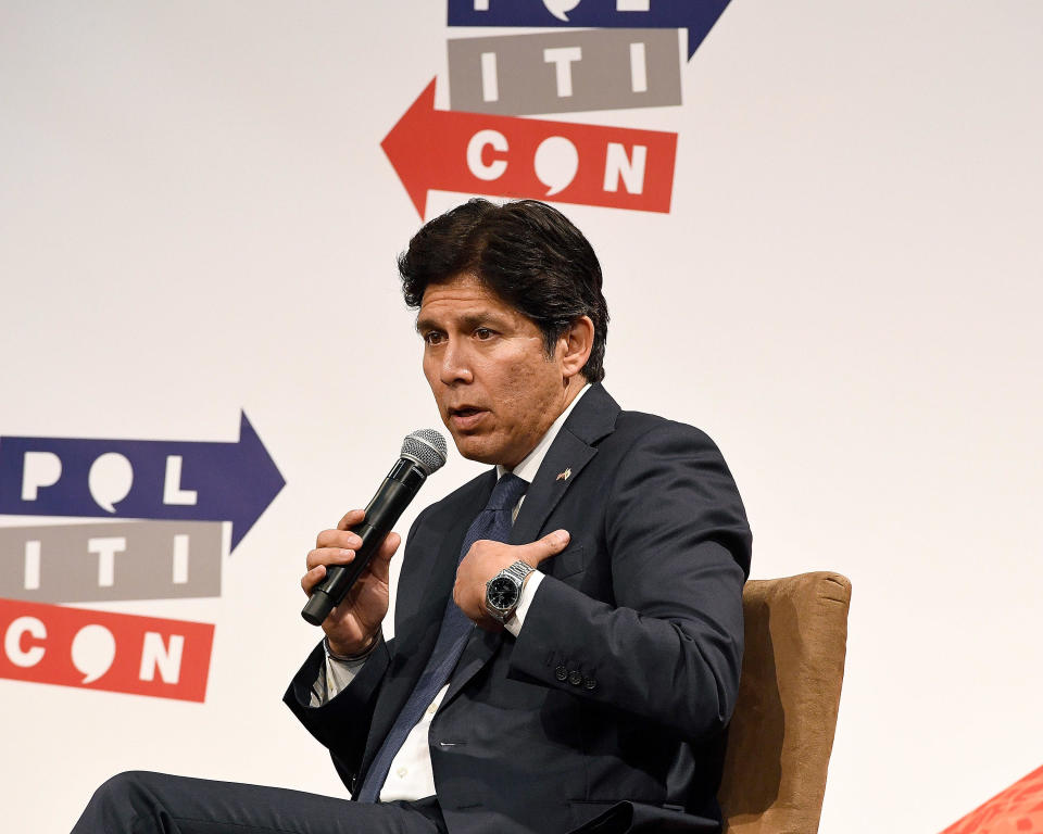 FILE -- Los Angeles City Councilmember Kevin de Leon speaks during Politicon at the L.A. Convention Center on Oct. 21, 2018. / Credit: Michael S. Schwartz / Getty Images