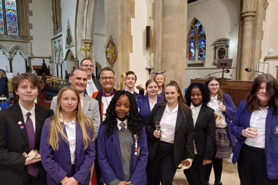 Isle of Wight County Press: Christ the King College pupils with The Right Revd Dr Jonathan Frost, Bishop of Portsmouth