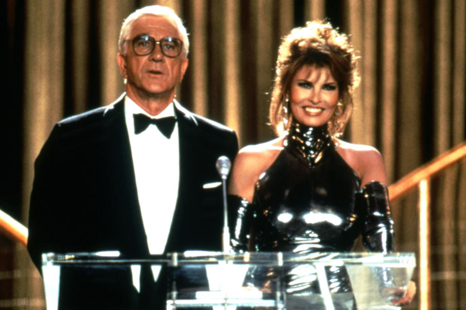 Welch with Leslie Nielsen in the 1994 comedy “Naked Gun 33 1/3: The Final Insult.