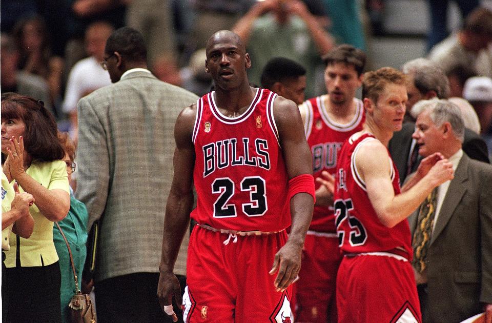 With the likes of Bill Russell, Kareem Abdul-Jabar and LeBron James also in the GOAT debate, one wonders if Michael Jordan's remorseless behavior is actually an outlier when it comes to winning championships, and not the rule. (Brian Bahr /Allsport)