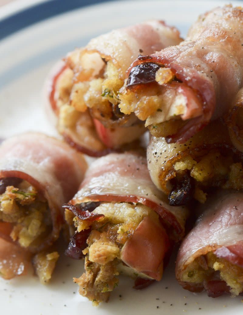 <p>Have leftover stuffing? Wrap it up in bacon and serve it for breakfast.</p><p><strong>Get the recipe at <a href="http://www.recipe-diaries.com/2014/11/23/bacon-wrapped-stuffing/" rel="nofollow noopener" target="_blank" data-ylk="slk:Recipe Diaries;elm:context_link;itc:0;sec:content-canvas" class="link ">Recipe Diaries</a>.</strong></p>