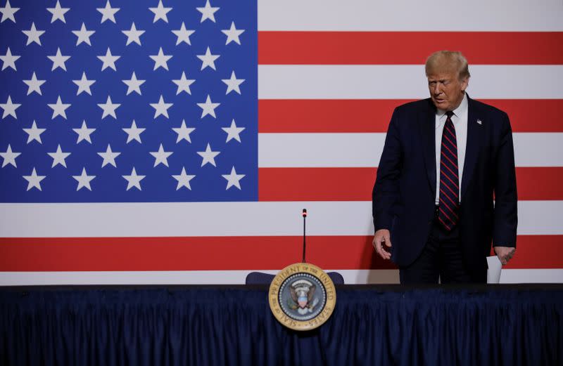 U.S. President Trump visits American Red Cross National Headquarters in Washington