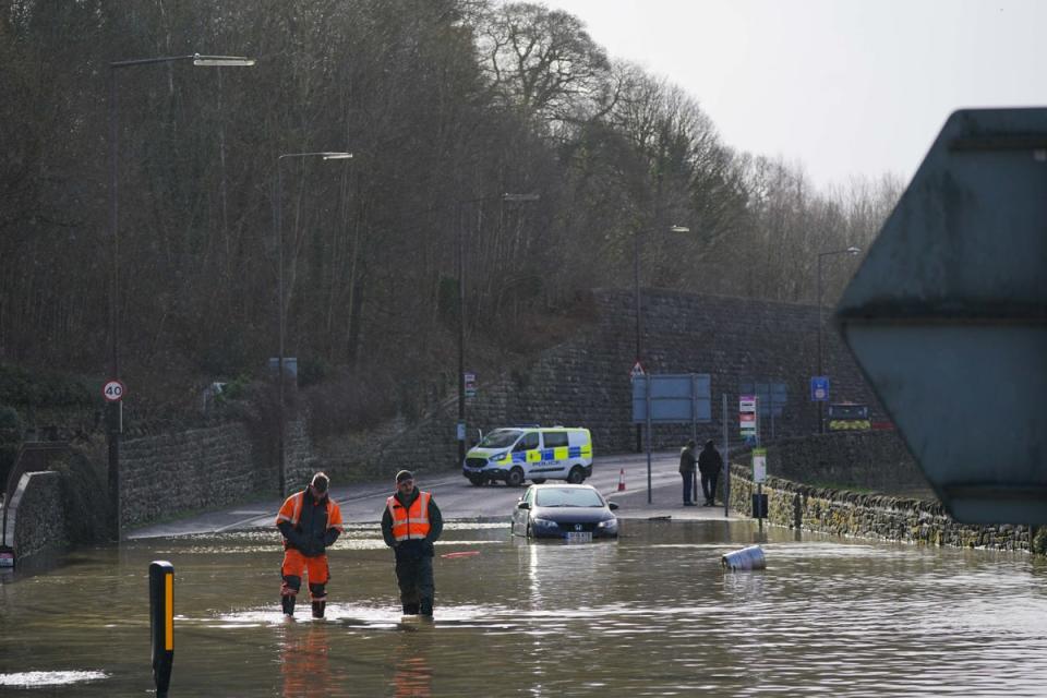 Storm Eunice caused Belper to flood in 2022 (PA)