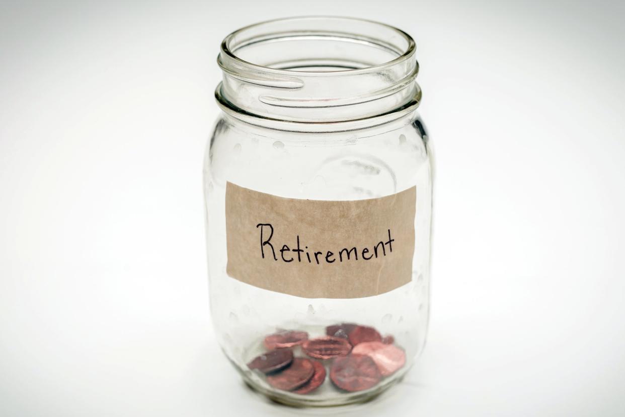 Retirement savings jar that is near empty