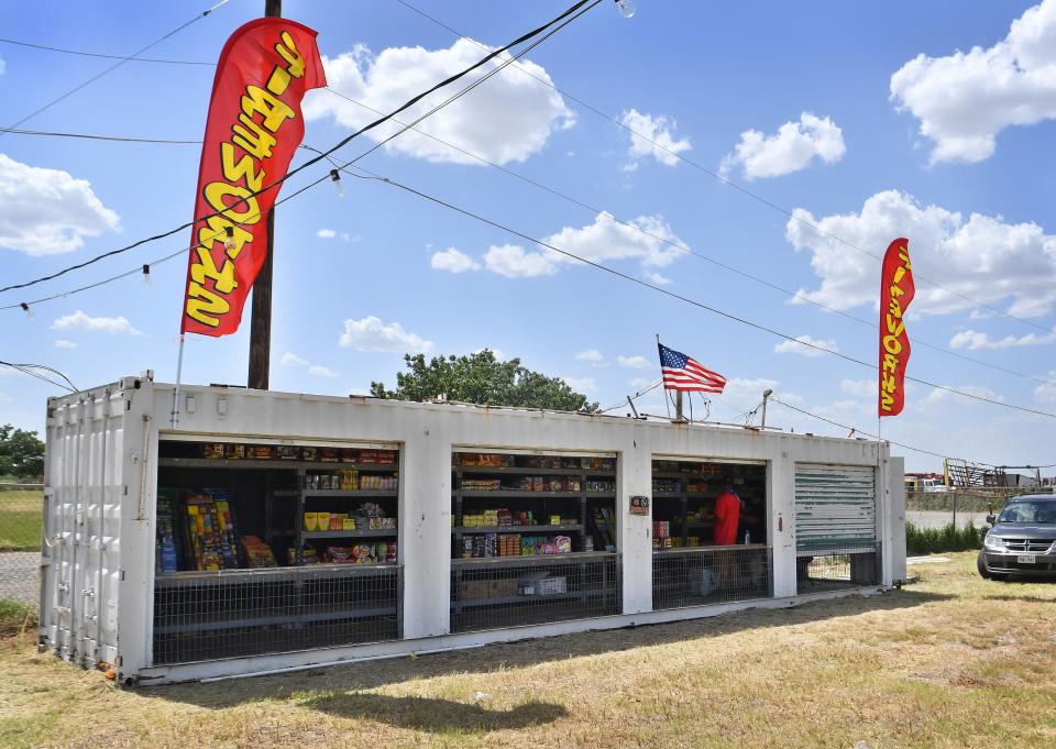 Fireworks stands like this one near Wichita Falls can begin selling their wares on Monday.