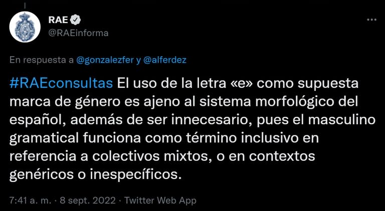 El tuit de la Real Academia Española en el que corrige a Alberto Fernández